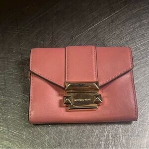 Michael Kors Rose Leather Wallet with Gold Accent